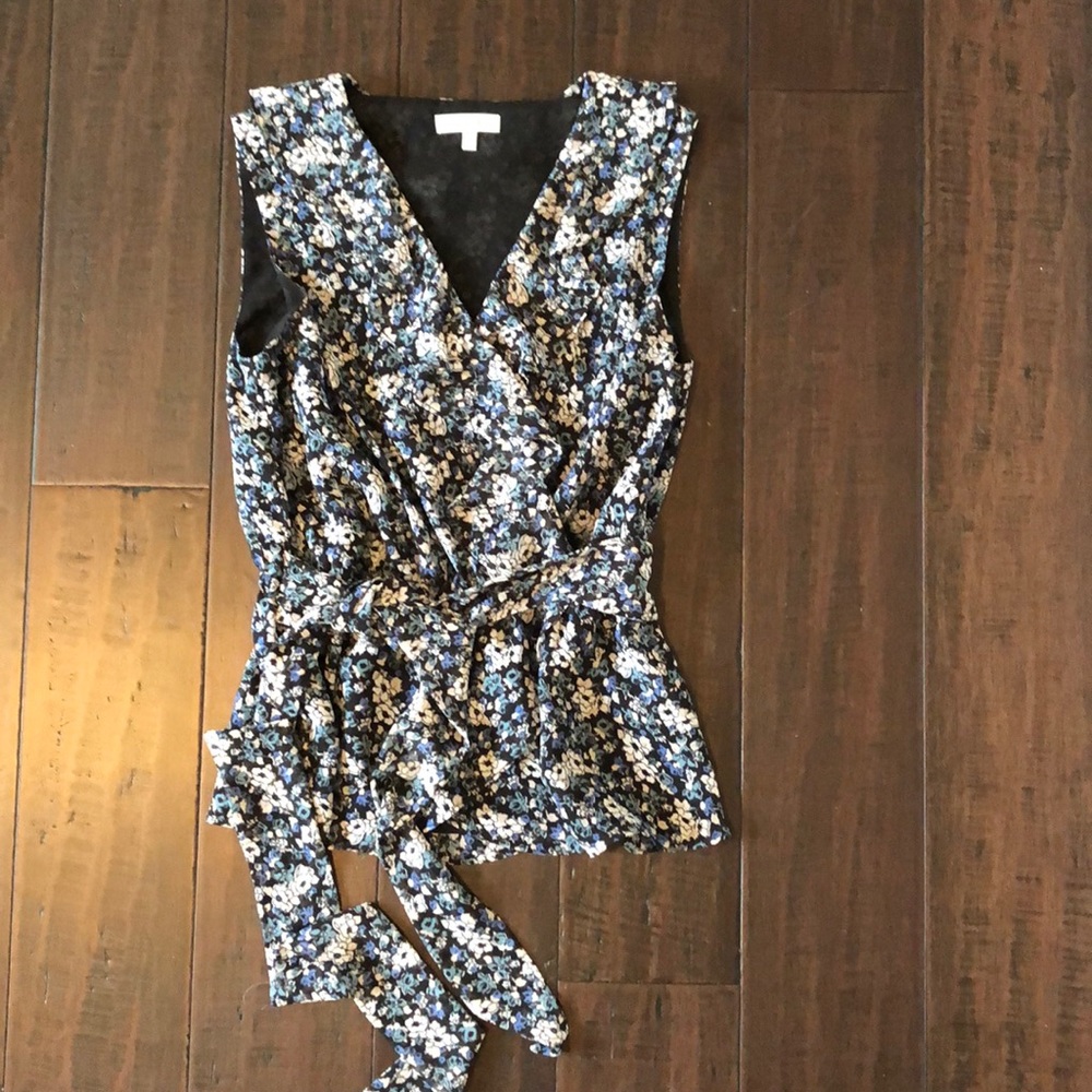 Max Studio Floral Wrap Top
